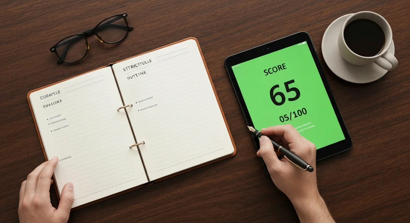 CSS essay writing tips hero — notebook and pen drafting a structured essay outline